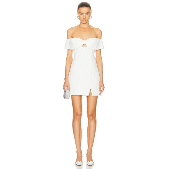 self-portrait Crepe Bow Mini Dress in White 2 New Womens Strapless Bridal - Picture 2 of 15